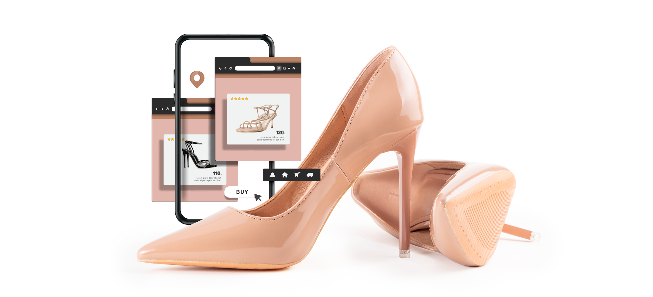 Nude high heeled shoes